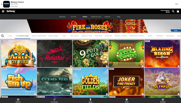 MX Betway Casino juegos