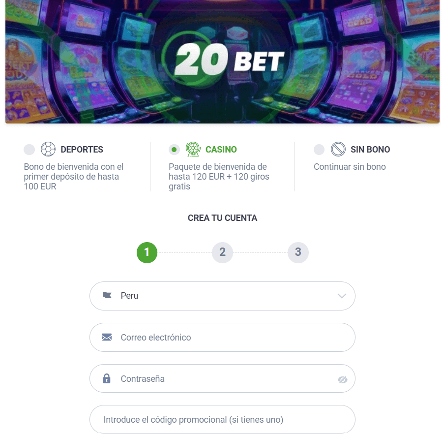 Registro en 20bet