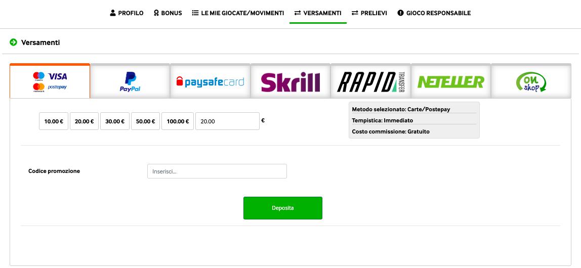 Betway Depositi