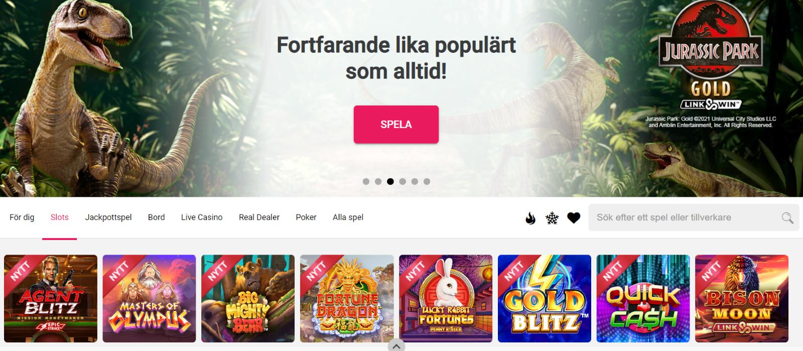 Spin Casino Spelutbud