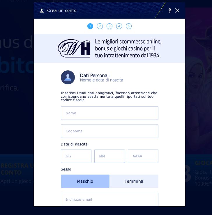 William Hill Registrazione