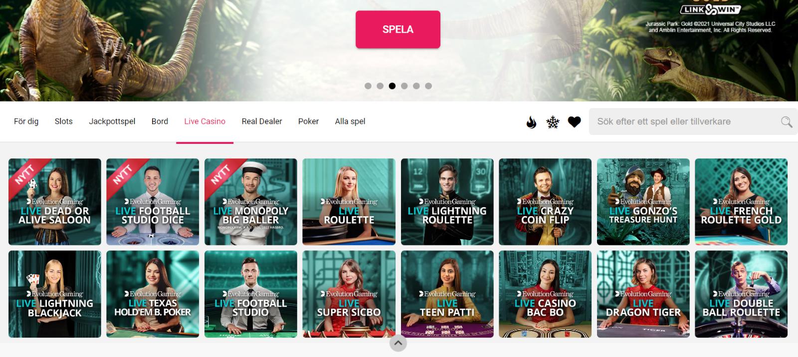 Spin Casino Lobby