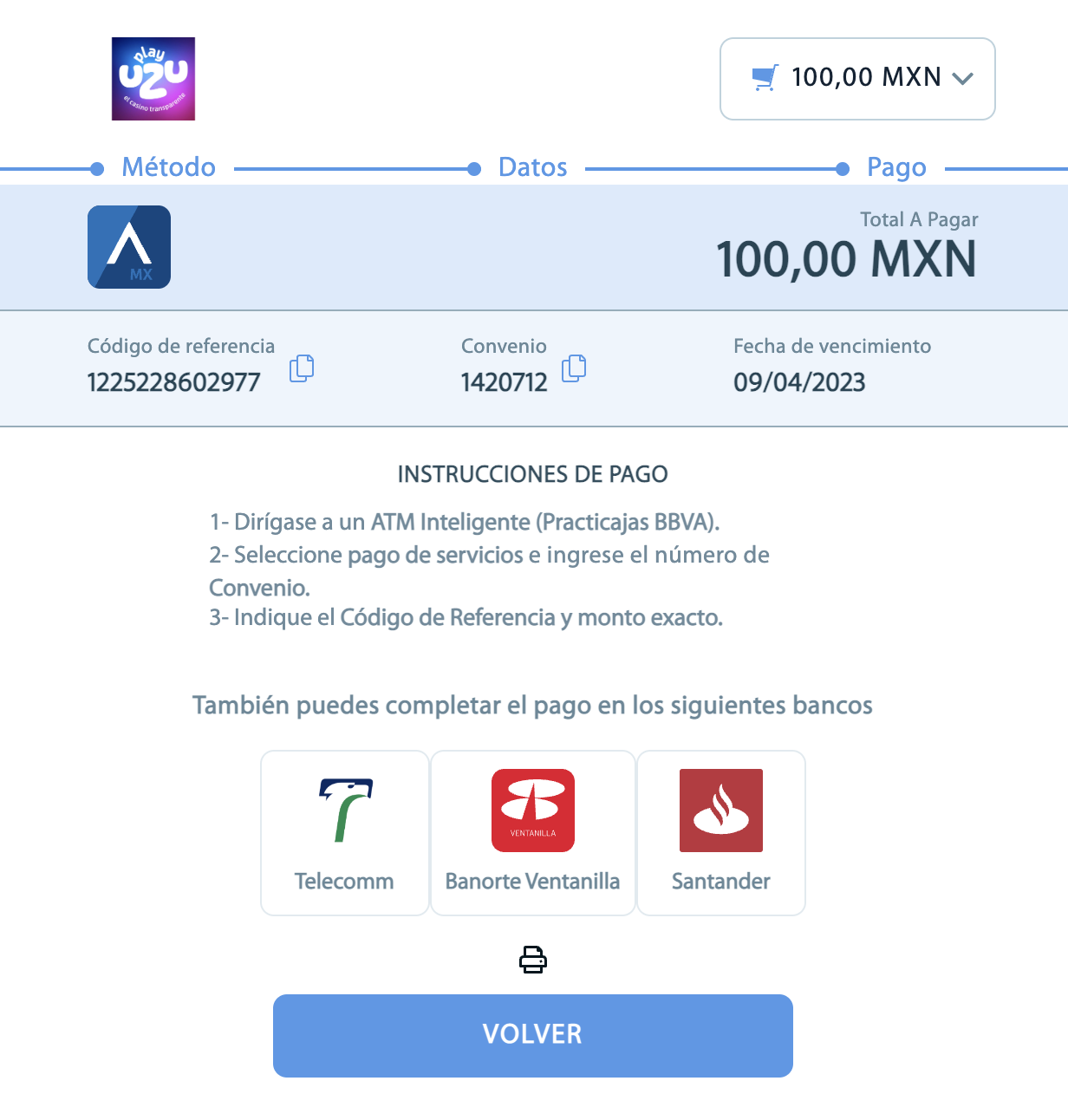 MX PlayUZU Depósitos