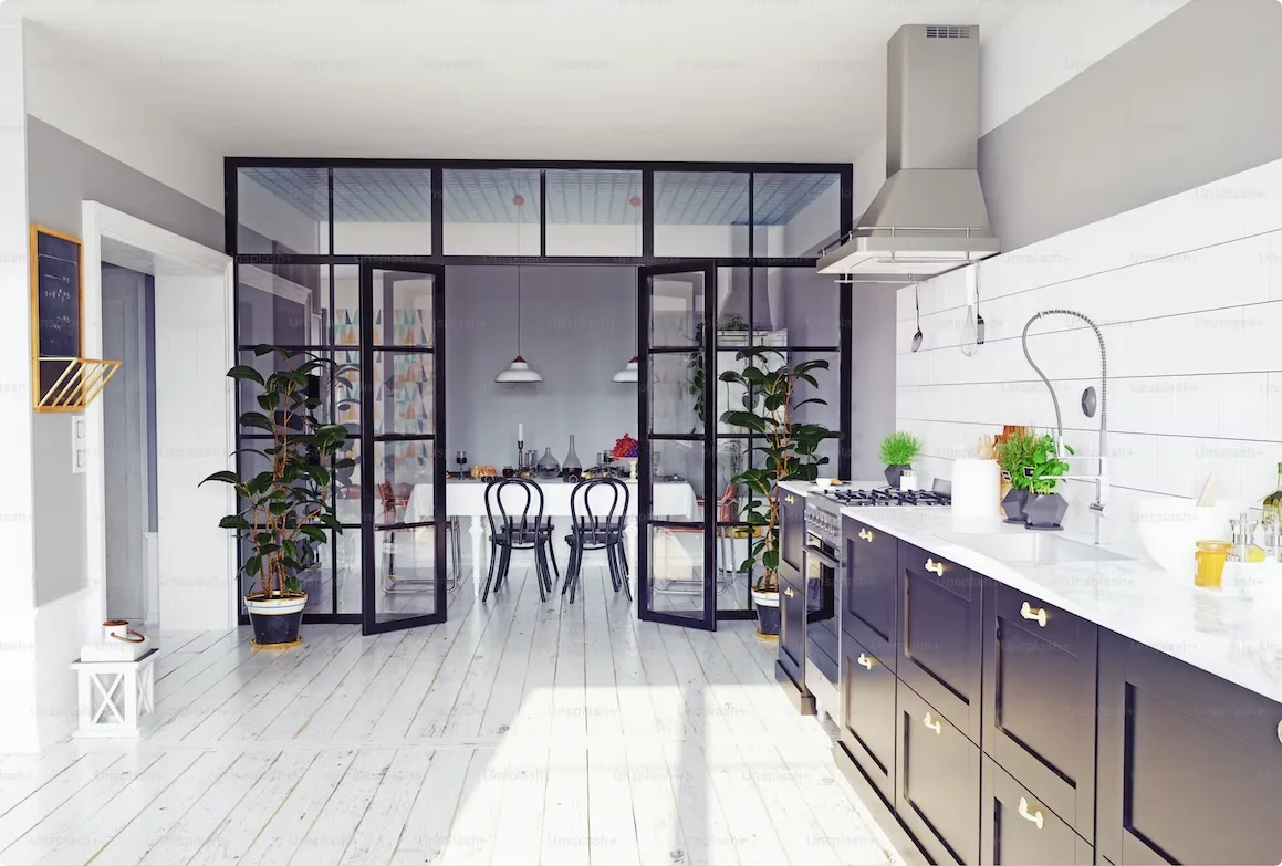 A beautiful broken-plan kitchen/dining area