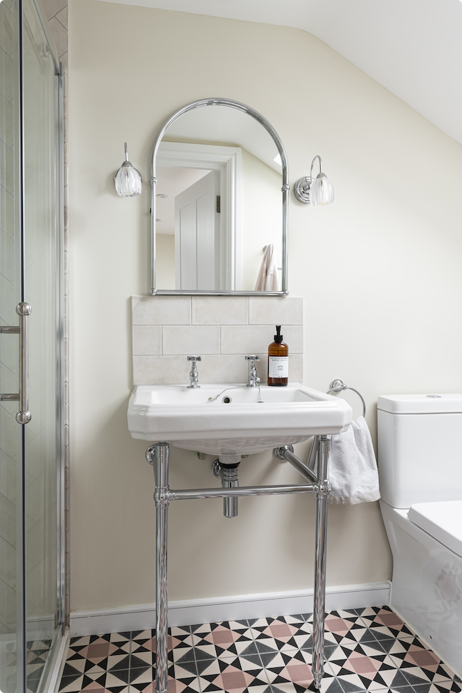 Create a holiday at home feel with Mediterranean-inspired bathroom tiles like this completed Resi project in Waltham Forest