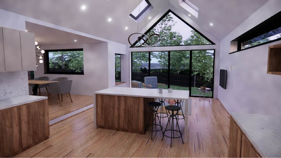 Visualisation - Pitched roof kitchen extension