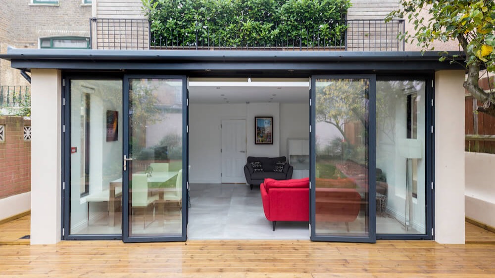 A garden room in London, completed in 2015 with bifold doors