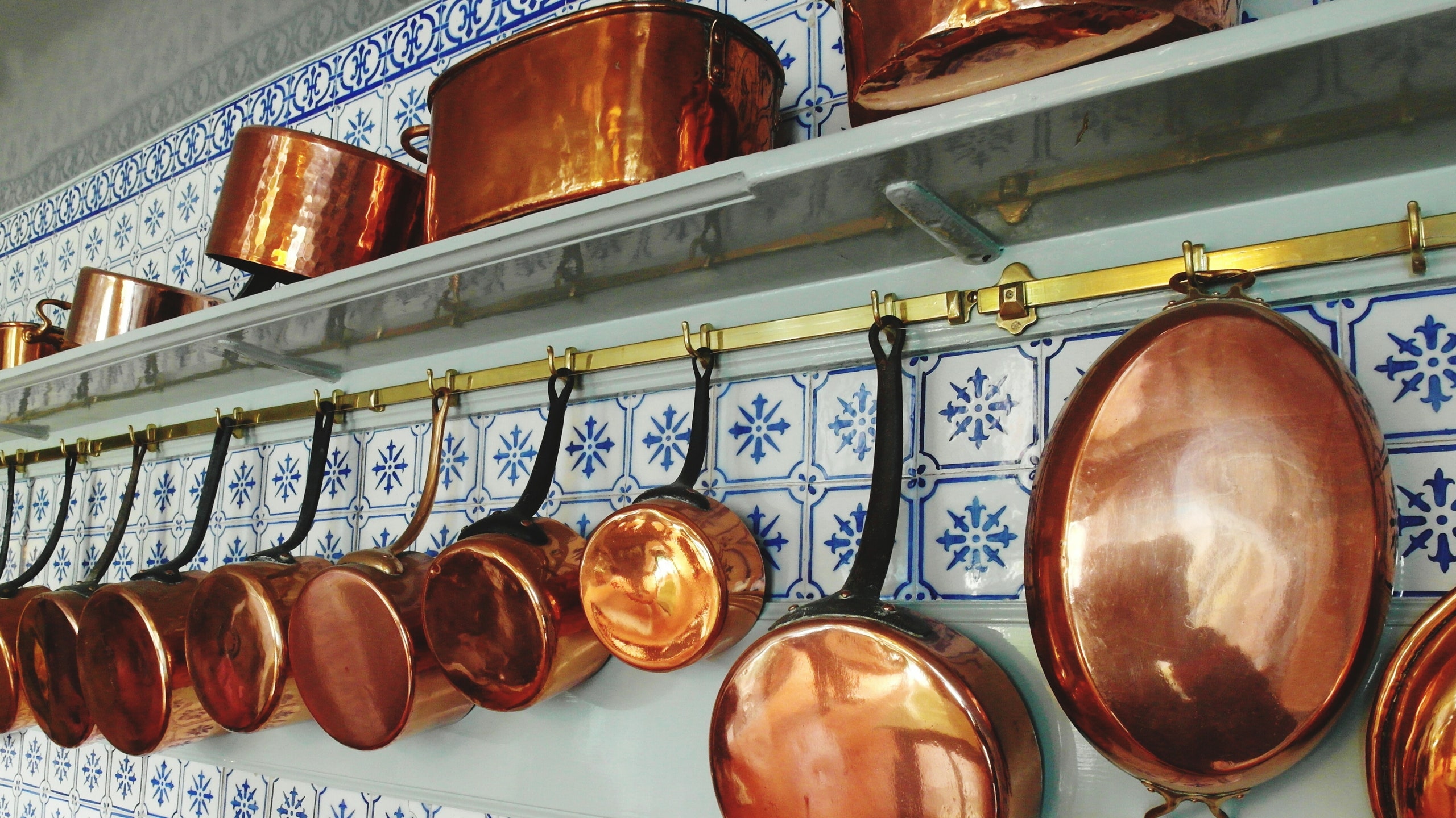 Metal pots on show