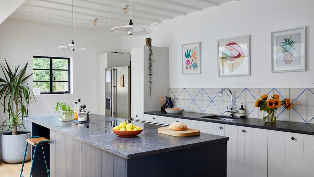 A London house side extension with shaker style kitchen