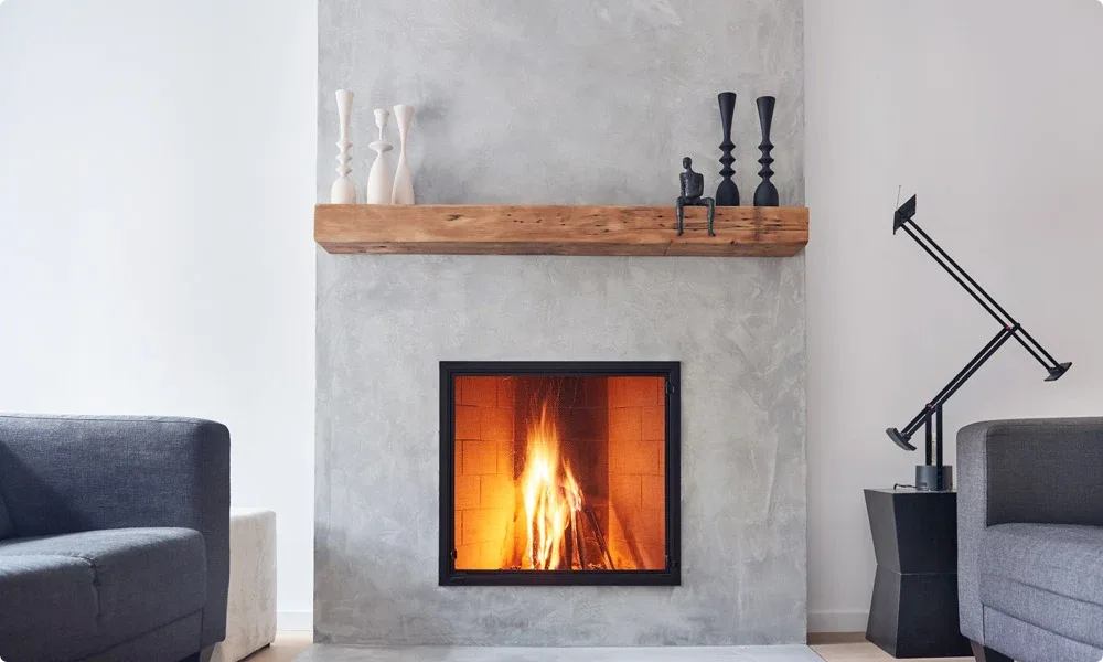 Concrete fireplace