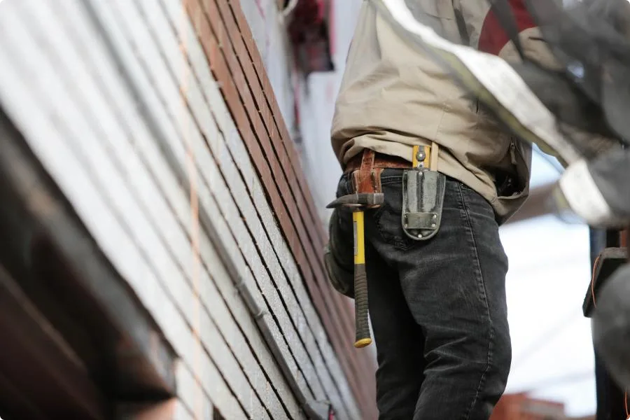 Contractor working on residential extension