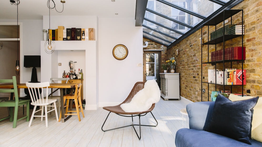 House side extension with glass ceiling in Lambeth