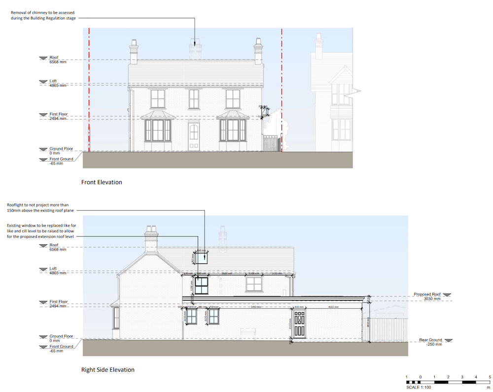 House extension elevations of a ground floor wraparound
