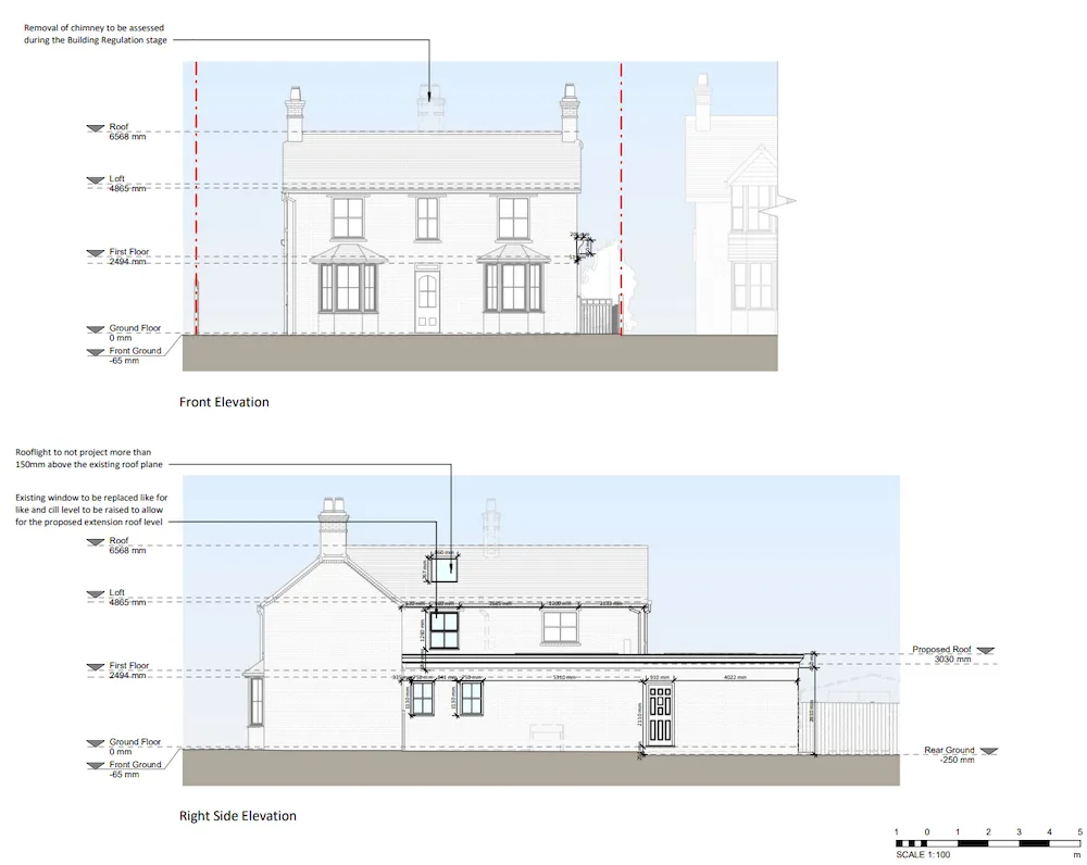 House extension elevations of a ground floor wraparound