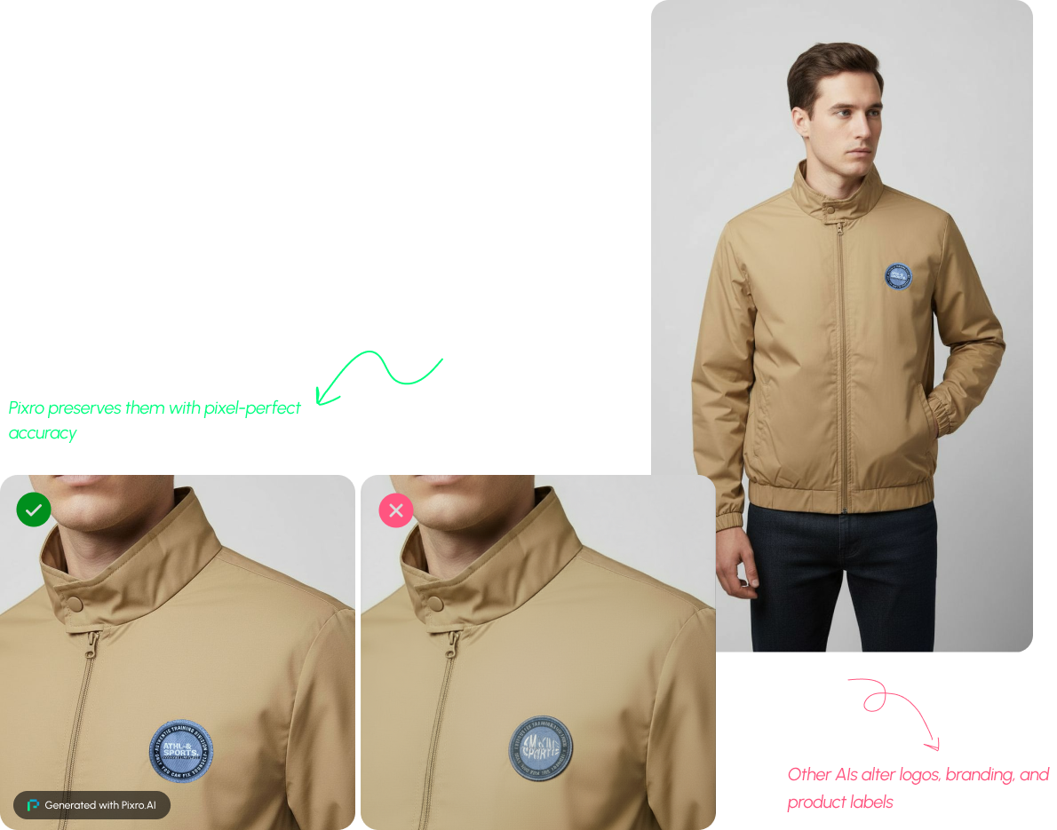 AI apparel try-on showcasing logo and print fidelity