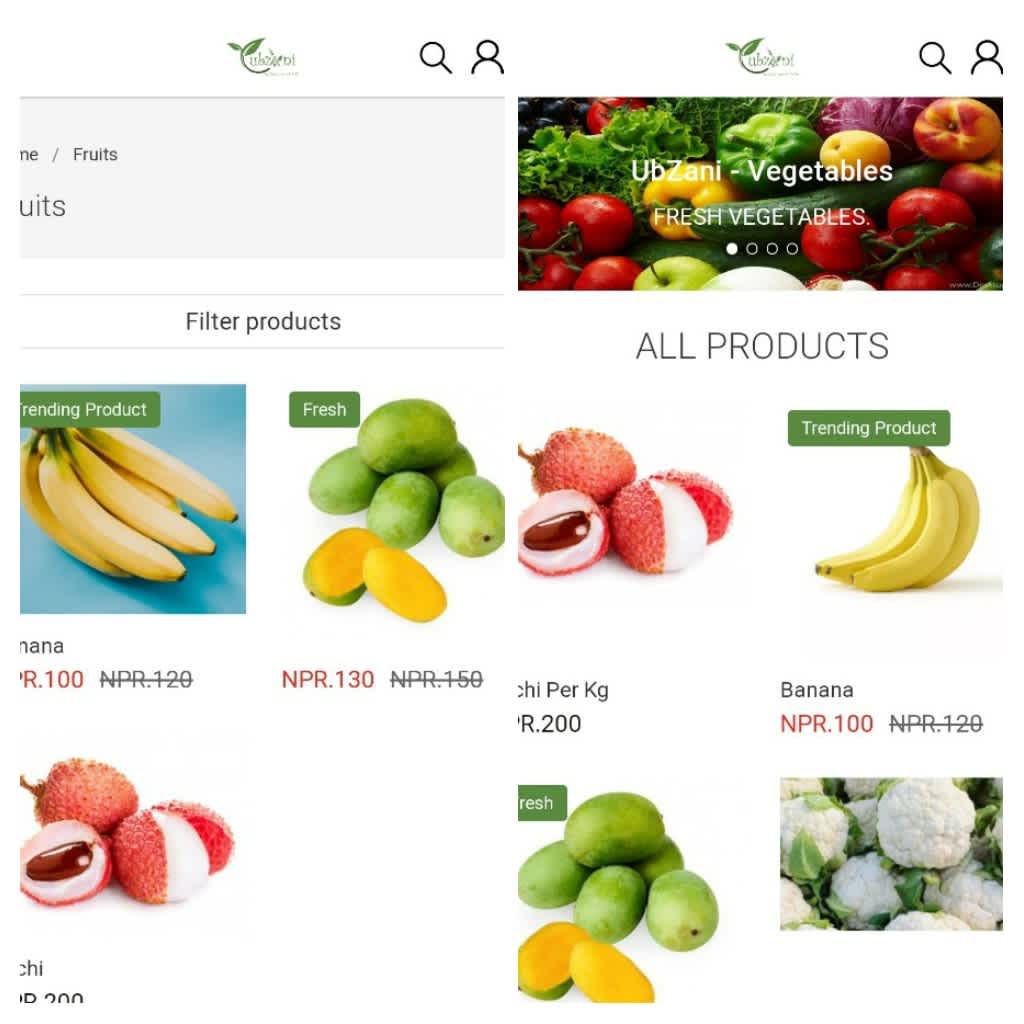 Ecommerce - Grocery Shop - Progressive Web App - UbZani Pvt Ltd.