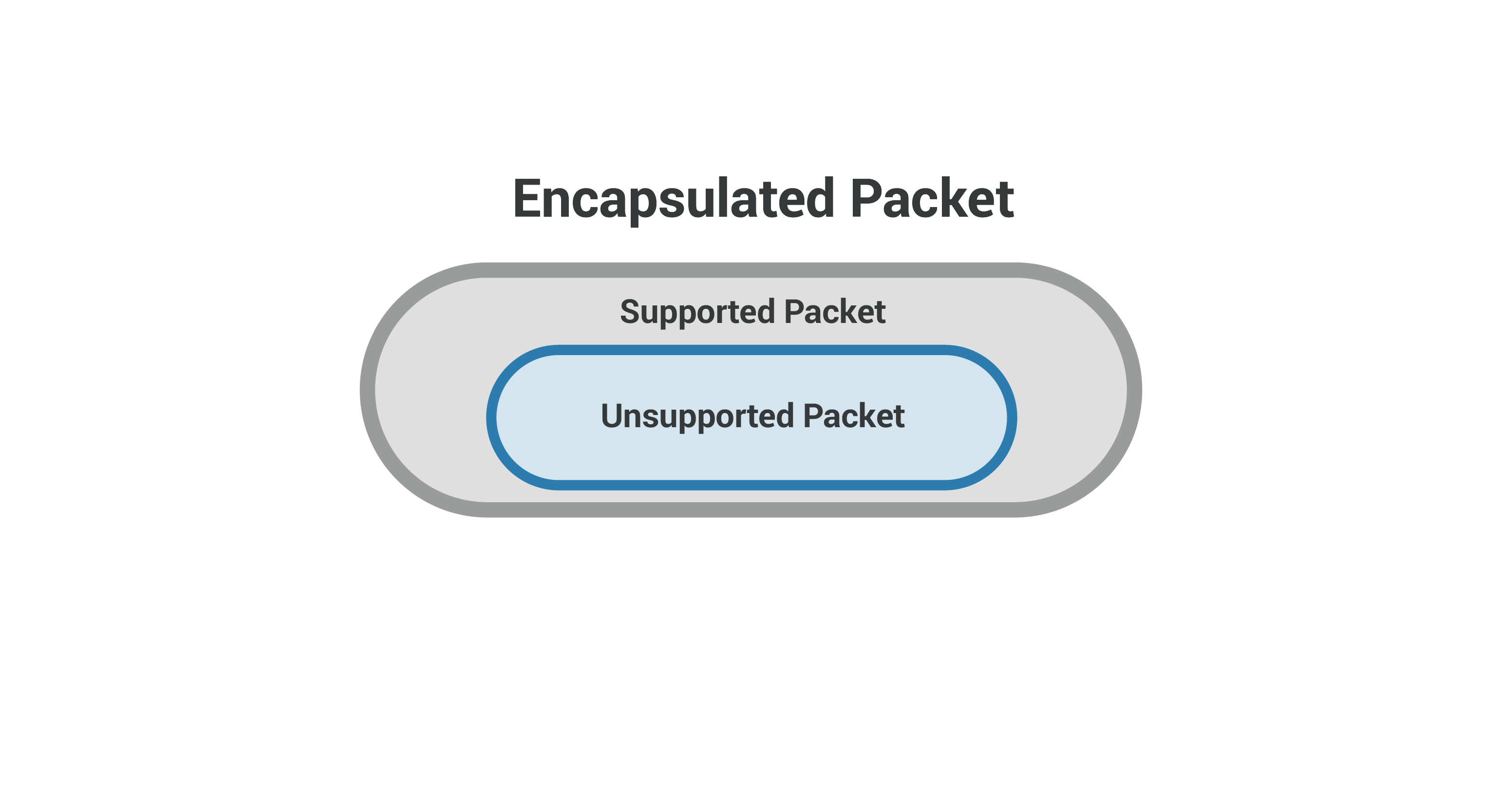 Encapsulated packet - network-supported packet inside unsupported packet