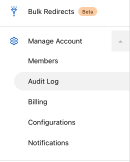 Screenshot of the newer navigation experience for Audit Logs.