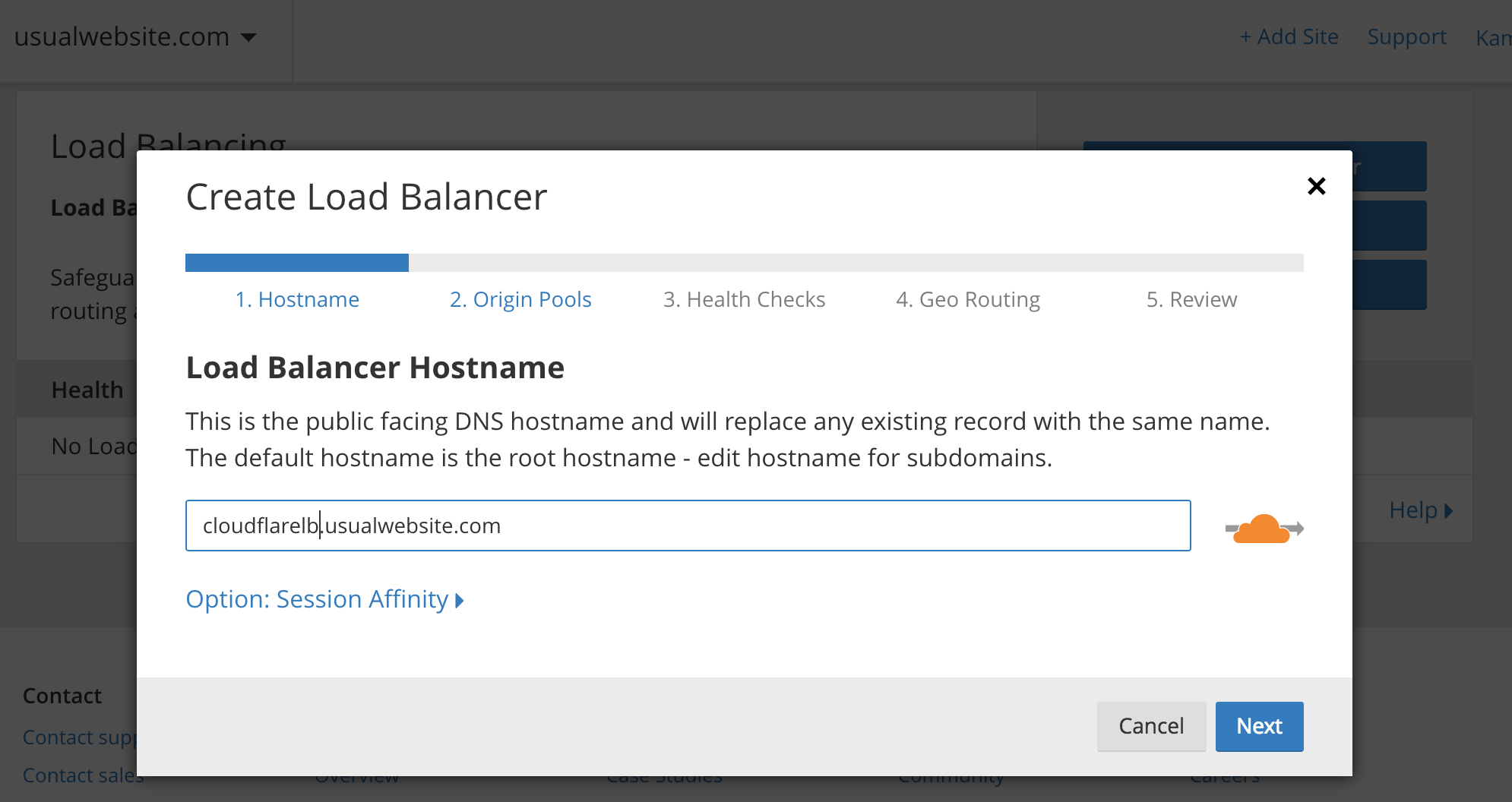 Old URL: https://support.cloudflare.com/hc/article_attachments/115003974251/Hostname_CF_Load_balancer.png
Article IDs: 115003384591 | Using Kubernetes on GKE and AWS with Cloudflare Load Balancer