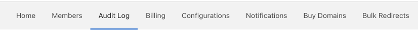 Screenshot of the classic navigation experience for Audit Logs.