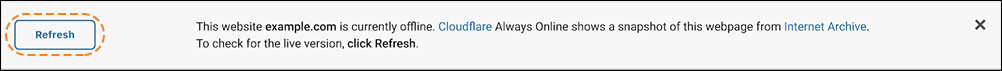 Screenshot of Always Online banner with an orange dotted line drawn around the Refresh button.