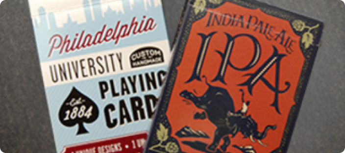 Two decks of cards on a desk