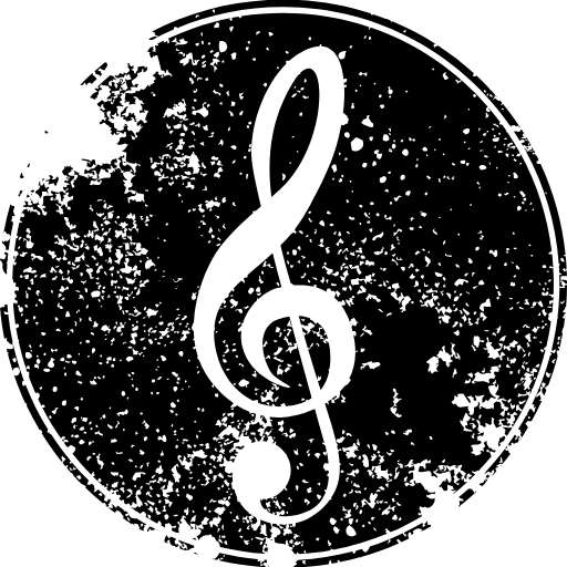 Schmuckgrafik, die einen weißen Notenschlüssel auf schwarzem Hintergrund zeigt, um unsere Eventkategorie "On Stage" zu beschreiben