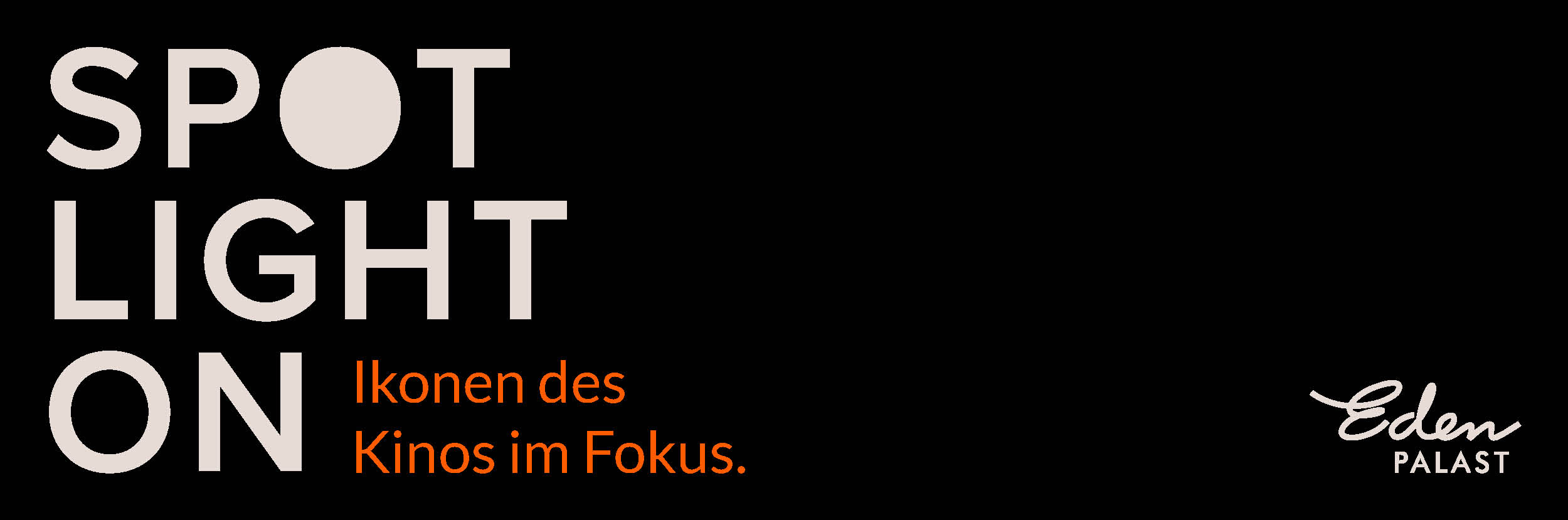 Hier sieht man auf schwarzem Hintergrund einen Scheinwerfer, der einen Licktkegel wirft und den Schriftzug "Spotlight on..."