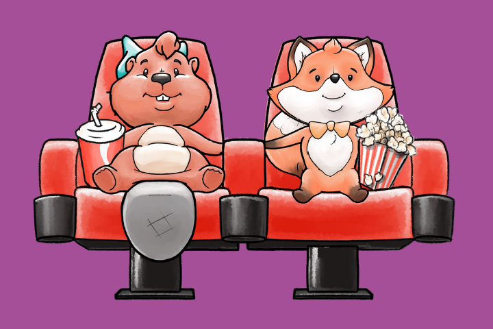 Dietrich und Bonnie sitzen in bequemen Kinositzen 