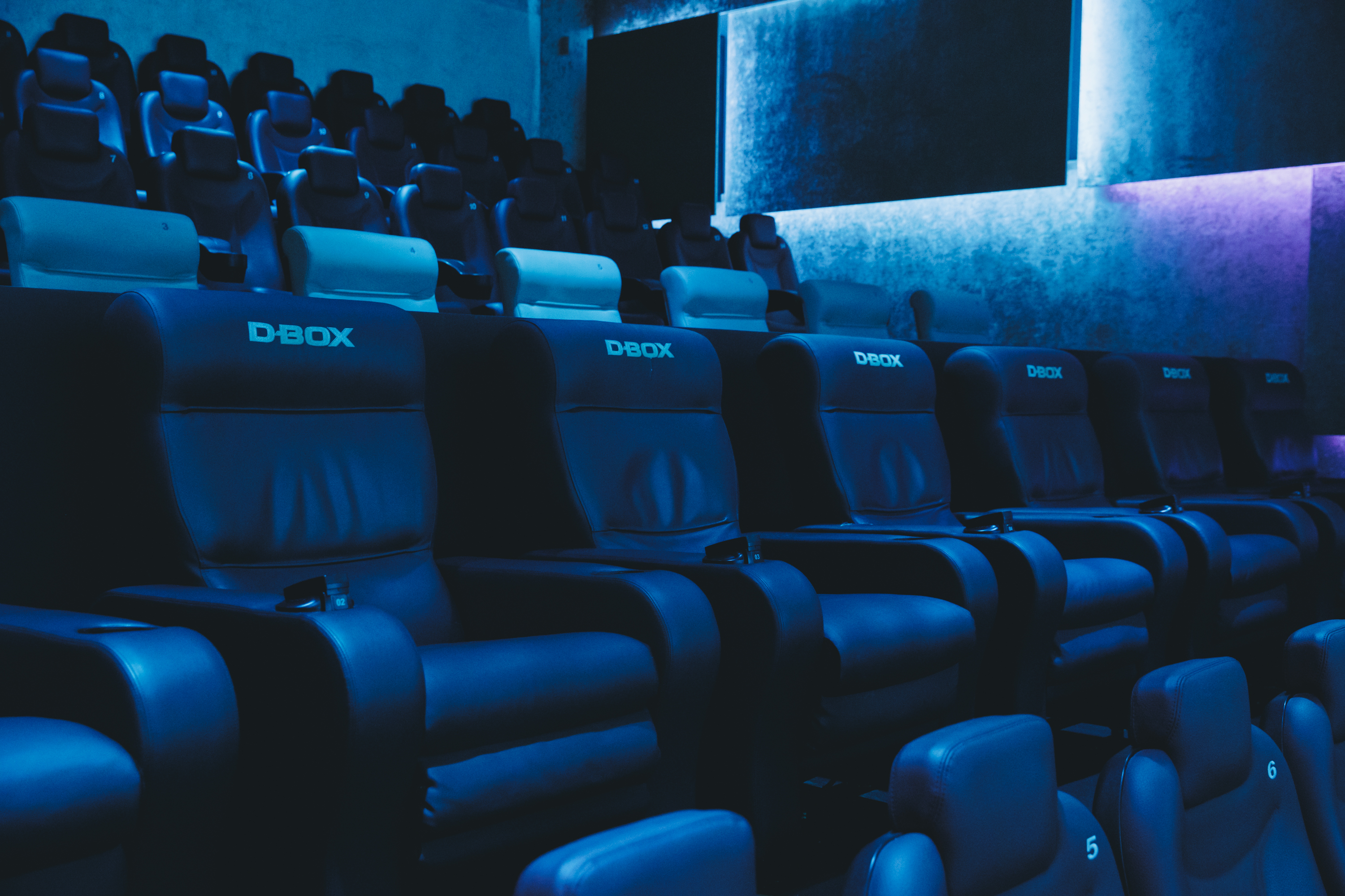 Kinosaal Ansicht D-Box Stühle