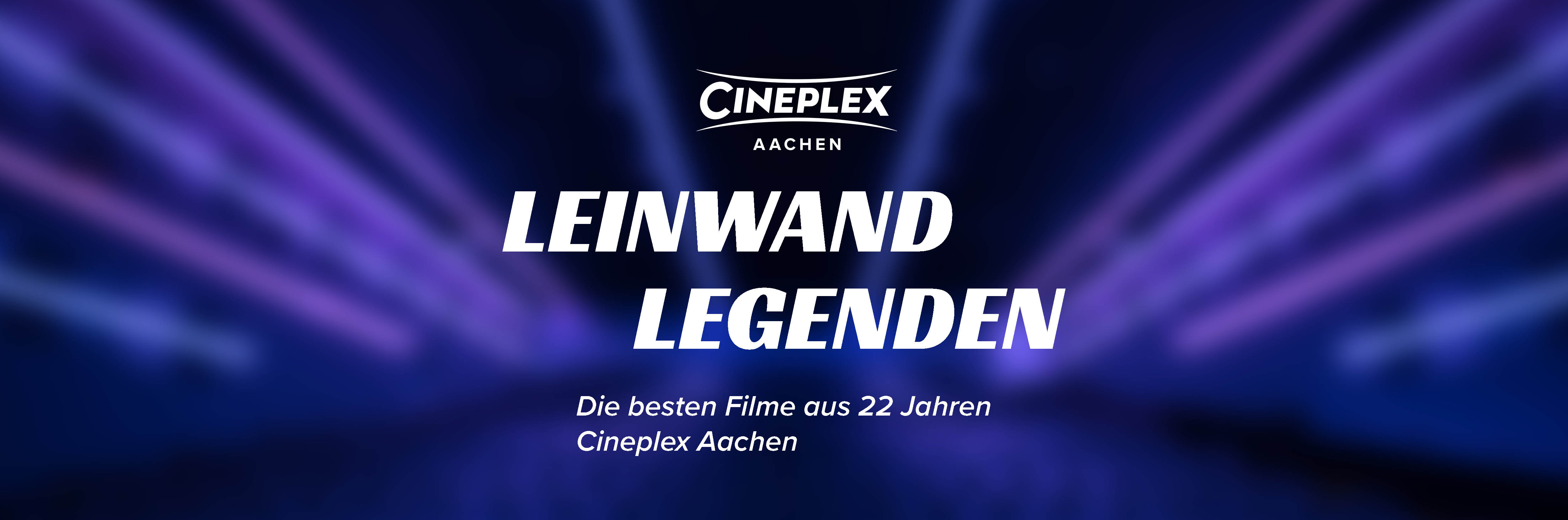 Hier sieht man im Hintergrund verschwommen einen Kinosaal und den Schriftzug "Leinwand legenden" 