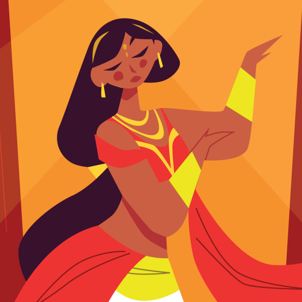 Tanzende Frau in traditioneller indischer Kleidung