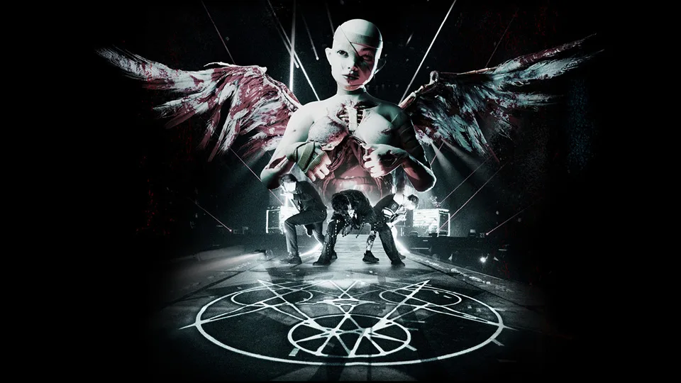 Schmuckgrafik, die u.a. eine Live-Performance der Band Bring me the Horizon zeigt, aber auch deren aktuelles Live-Maskottchen, das aussieht, wie ein Engel