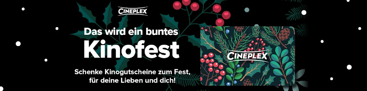 Hier sieht man ein Banner, das Kinogutscheine bewirbt.