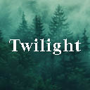 Hier sieht man im Hintergrund einen Wald - darüber der Schriftzug "Twilight"