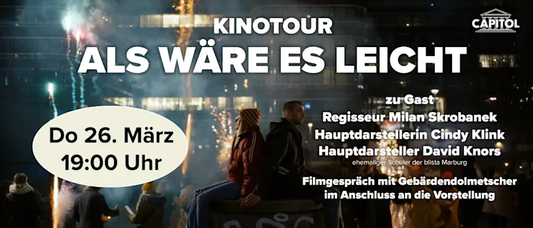 Kinotour zu dem Film "Als wäre es leicht" - zu Gast Regisseur Milan Skrobanek, Darstellerin Cindy Kling und Darsteller David Knors.