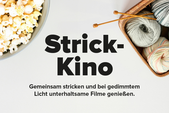 „Kategorie Strick-Kino öffnen: gemeinsames Stricken und Filme genießen“