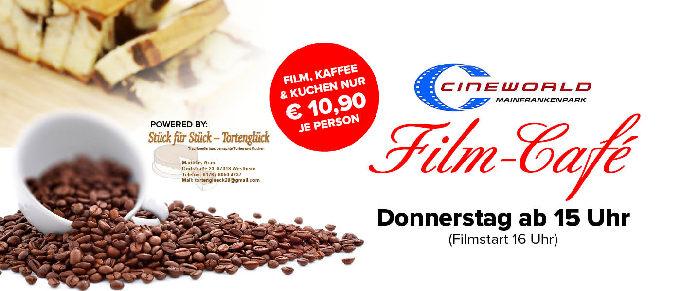 Film-Café mit Kaffee, Kuchen und Film am Donnerstag ab 15.00 Uhr. Filmstart um 16.00 Uhr.