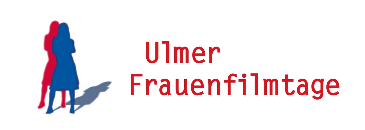 „Logo der Ulmer Frauenfilmtage mit stilisierten, farbigen Silhouetten zweier Frauen links und dem roten Schriftzug ‚Ulmer Frauenfilmtage‘ auf weißem Hintergrund.