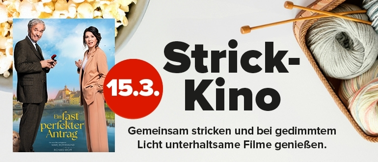 “Strick-Kino am 15.3.: Gemeinsam stricken und unterhaltsame Filme bei gedimmtem Licht genießen – zur Kinobuchung”