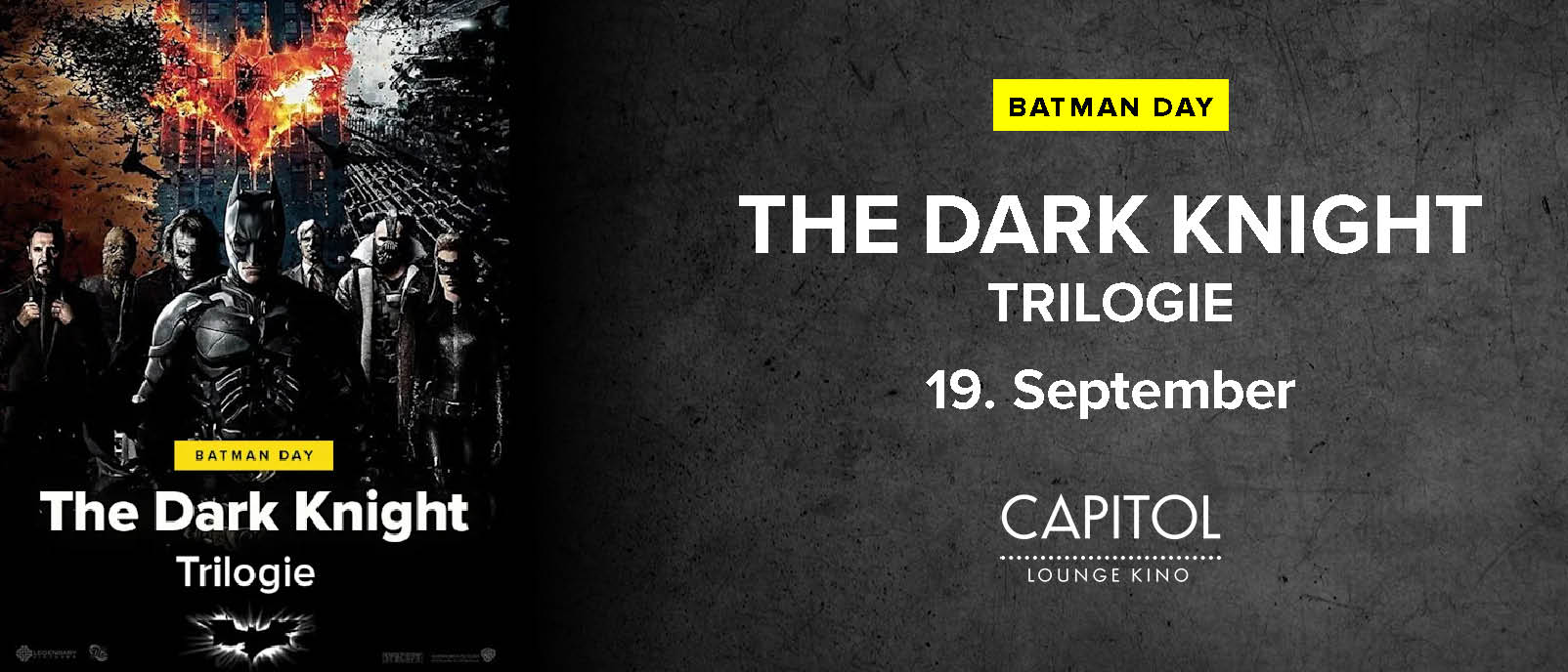 hier sieht man Batman und die Bösewichte aus den Filmen von Christopher Nolan