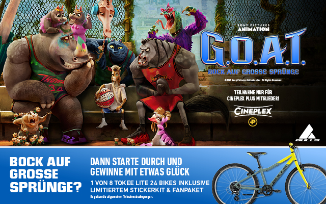Cineplex Plus Gewinnspiel zu G.O.A.T. - Bock auf große Sprünge in der Cineplex PLUS App