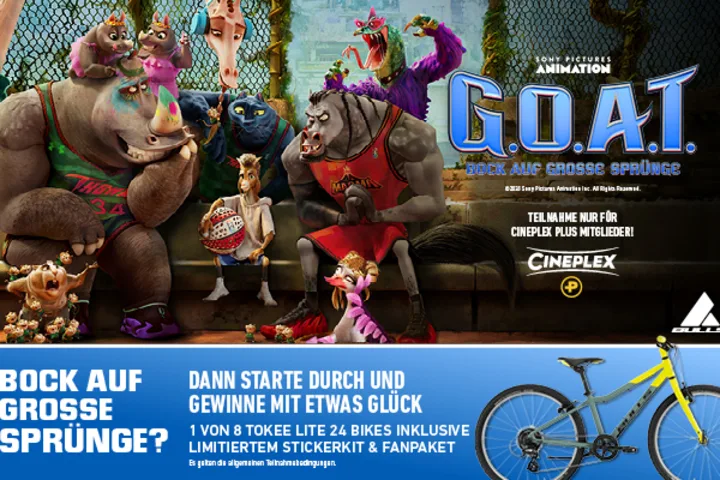 Cineplex Plus Gewinnspiel zu G.O.A.T. - Bock auf große Sprünge in der Cineplex PLUS App