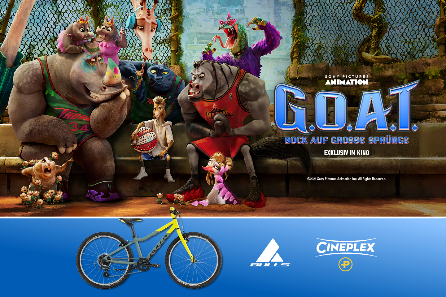 Cineplex Plus Gewinnspiel zu G.O.A.T. - Bock auf große Sprünge in der Cineplex PLUS App