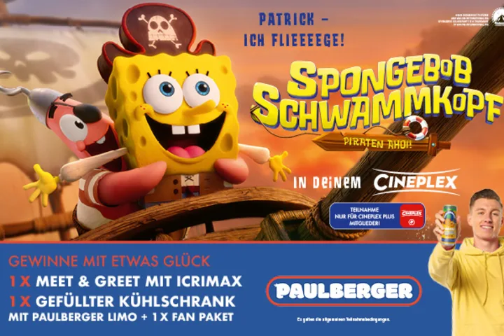 Cineplex Plus Gewinnspiel zu SPONGEBOB SCHWAMMKOPF: PIRATEN AHOI! in der Cineplex PLUS App