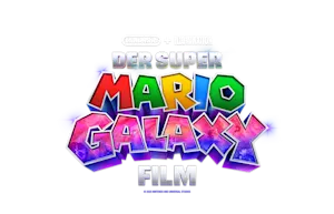 hier sieht man das bunte logo vom super mario galaxy film