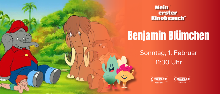 Hier sieht man links Benjamin Blümchen und Otto auf einer Wiese liegen.