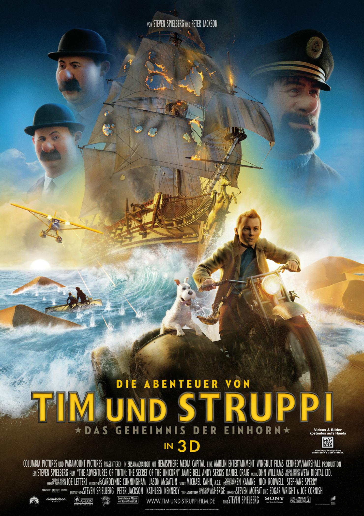 Filmplakat zu Die Abenteuer von Tim und Struppi - Das Geheimnis der Einhorn