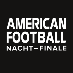 schwarzer Hintergrund mit Schriftzug auf dem steht: American Football Nacht - Finale