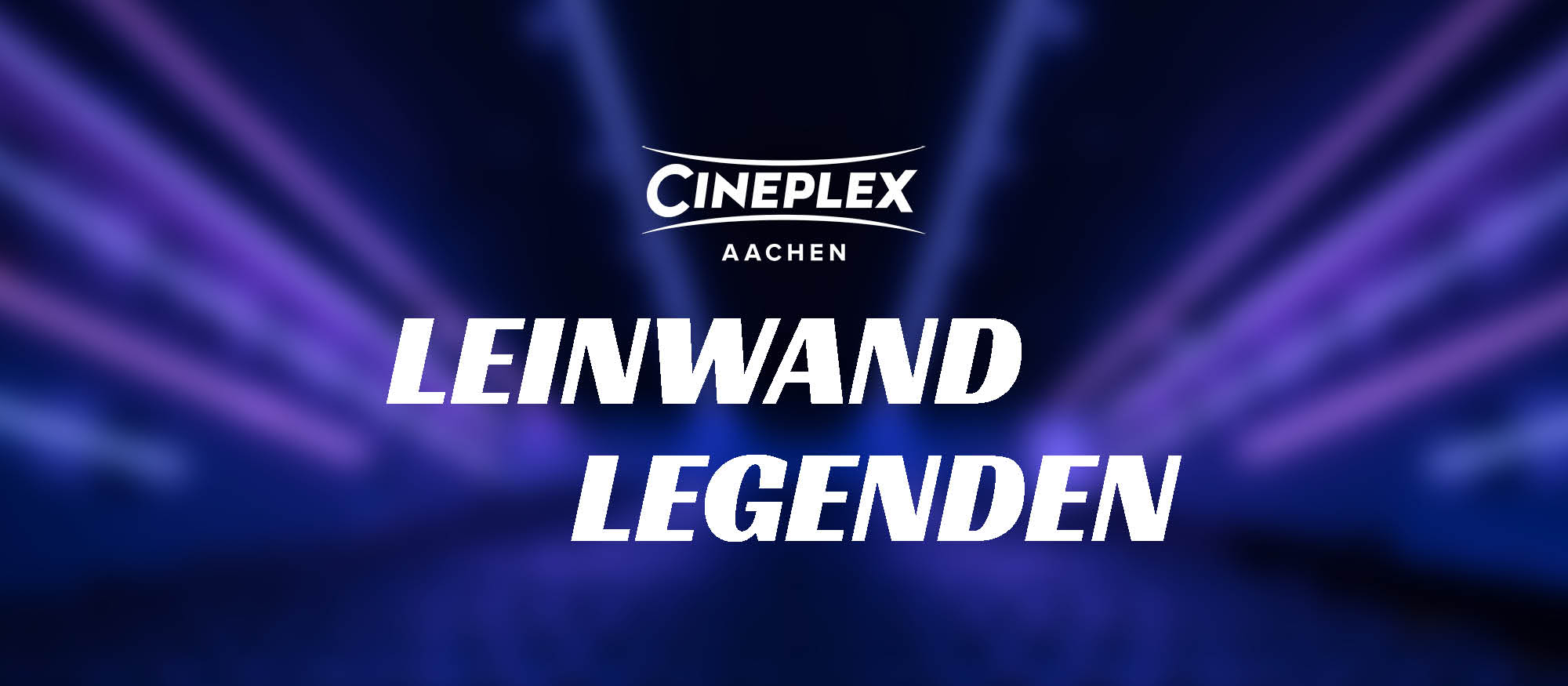hier sieht man den schriftzug leinwand legenden vor einem verschwommenen Bild eines Kinosaals